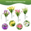 Artificial Flowers Pansies for Outdoor,12 Bundles Faux Plants Plastic Fake