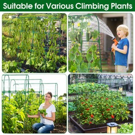 OTOSUNNY Garden Cucumber Trellis for Climbing Plants Outdoor, 50x48inch U-Frame Vegetable Grape Vine Tomato Garden Metal Arch Trellis for Raised Bed, with Netting, Green