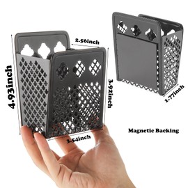 zeyce Magnetic Pen Holder, Mesh Metal Strong Magnet Dry Erase Marker Holder Pencil Organizer Small Items Basket for Refrigerator, Whiteboard, Locker Accessories-Black