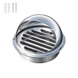 Qrity Air Vent 304 Stainless Steel Bull-Nose External Vent, Round Ventilation Grill Screen Hood, for The External Wall Exhaust, Hood Exhaust, 200mm