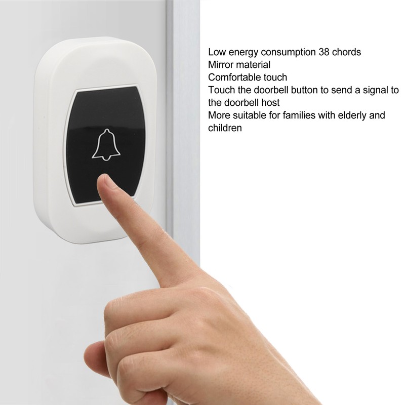 Wireless Doorbell Temperature Digital Display 4 Level Volume Adjustment Waterproof