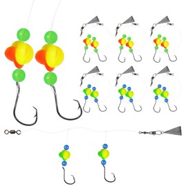 CWSDXM 6pcs Pompano Rigs Surf Fishing Rigs Pre-Tied Rigs Saltwater Fishing Rigs with Double Circle Hook and Pyramid Sinker