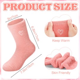 Foaincore 10 Pairs Women's Embroidered Heart Fuzzy Socks - Soft Fluffy Mid-calf Warm Slipper Socks for Winter, Home, Spa (5 Styles)
