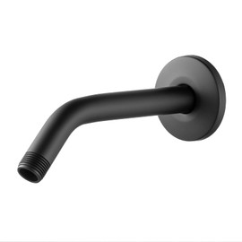 OFFO Shower Arm with Flange Universal Wall-Mounted Replacement Shower Arm for Fixed Shower Head and Rain Shower Head, 15cm(6 inch) Matte Black