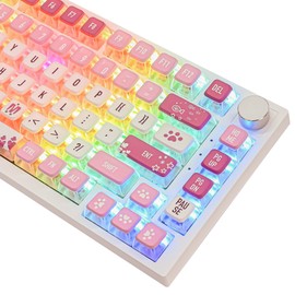 Ussixchare Cat Paw Keycaps Cute Pudding Keycaps ASA Profile 60 Percent 60% PBT Key Cap Set for Cherry Mx Gateron Kailh Switch for 60% 65% TKL Keyboards(Cat Paw)