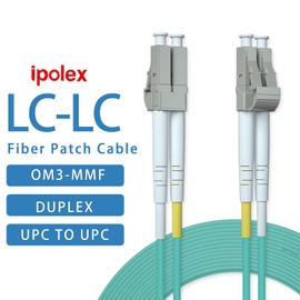OM3 LC to LC Fiber Patch Cable, 10G Multimode Fiber Duplex LC 50/125μm Fiber Optic Cable Cord, LSZH 3 Meter(10ft), Aqua