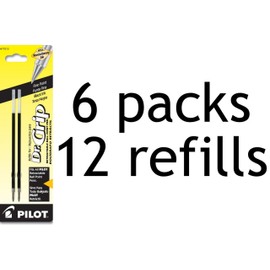 Pilot Dr. Grip Ballpoint Ink Refill, 2-Refills for Retractable Pens, Fine Point, 6-Pack, Black Ink (77210)