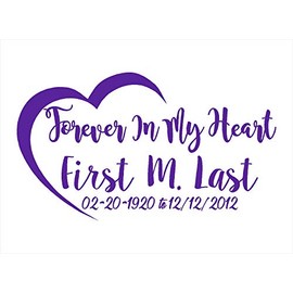 Forever in My Heart/in Loving Memory/Vinyl Decal/Vehicle Decal/Memorabilia PTD (Purple)