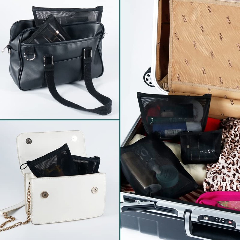 besharppin 4-Pack Mesh Makeup Pouch, Nylon Makeup Pouch, Cosmetic Storage