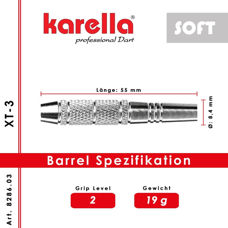 Karella Soft Dart XT-3 19g Barrel Length 55mm Beginner Darts