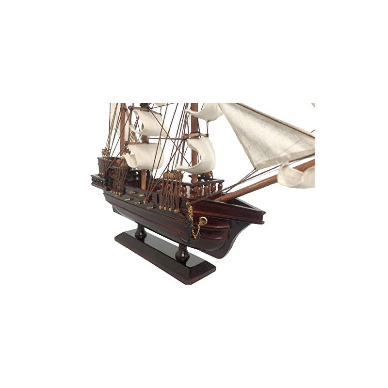 Hampton Nautical Wooden Blackbeard's Queen Anne's Revenge White Sails Pirate