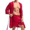 Amy Coulee Mens Satin Robe Set Lightweight Bathrobes with Shorts