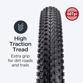Replacement Bike Tire -26’’x1.95’’, 27.5’’x2.1’’, 27.5’’x2.2’’, and 29’’x2.2’’ Durable Folding Mountain Bike Tire - 60 TPI Bicycle Tires for Mountain Bike Bicycle (BLACK-27.5X2.1)