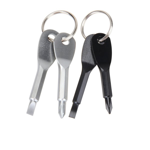 2 Set(4PCS) Portable Multifunction Key Chain Screwdriver Mini Key Shape