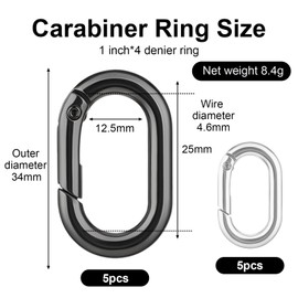 Small Carabiner Hooks, Pack of 10, Small Carabiner Hook, Black, Suitable for Backpacks, Purses, Cars (Black/Silver-White)