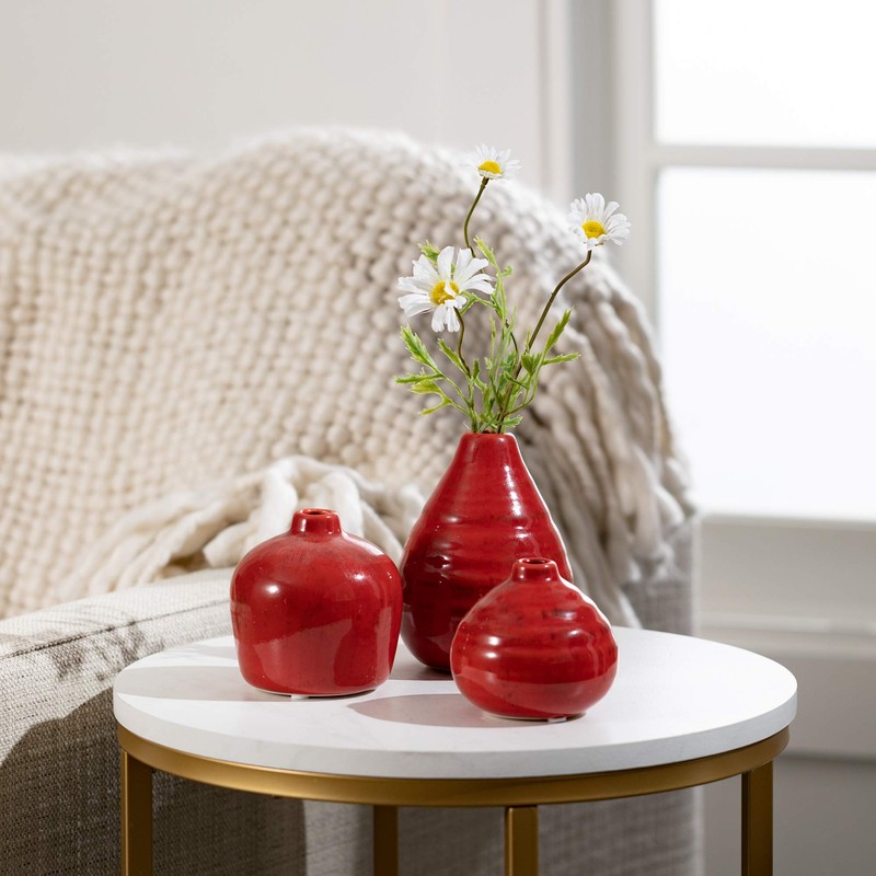 Sullivans Ceramic Vase Set- 3 Small Vases, Rustic Home Décor,