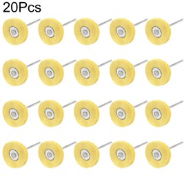 LDEXIN 20Pcs Little Buff Wheels Polishing Buffer Wheels for Rotary Drill Tools, Yellow Cloth Buffing Wheels for Watch Jewelry, 2.3mm (3/32") Mandrel