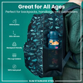 Ion8 Lightweight Steel Water Bottle, 600 ml/20 oz, Non-Insulated, Leak Proof, Easy to Open, Secure Lock, Dishwasher Safe, Flip Cover, Fits Cup Holders, Carry Handle, Metal Water Bottle, Dragons