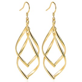 Stocking Stuffers Linear Swirl Wire Earrings for Women Gold Chandelier Dangle Earrings Classic Infinity Earrings