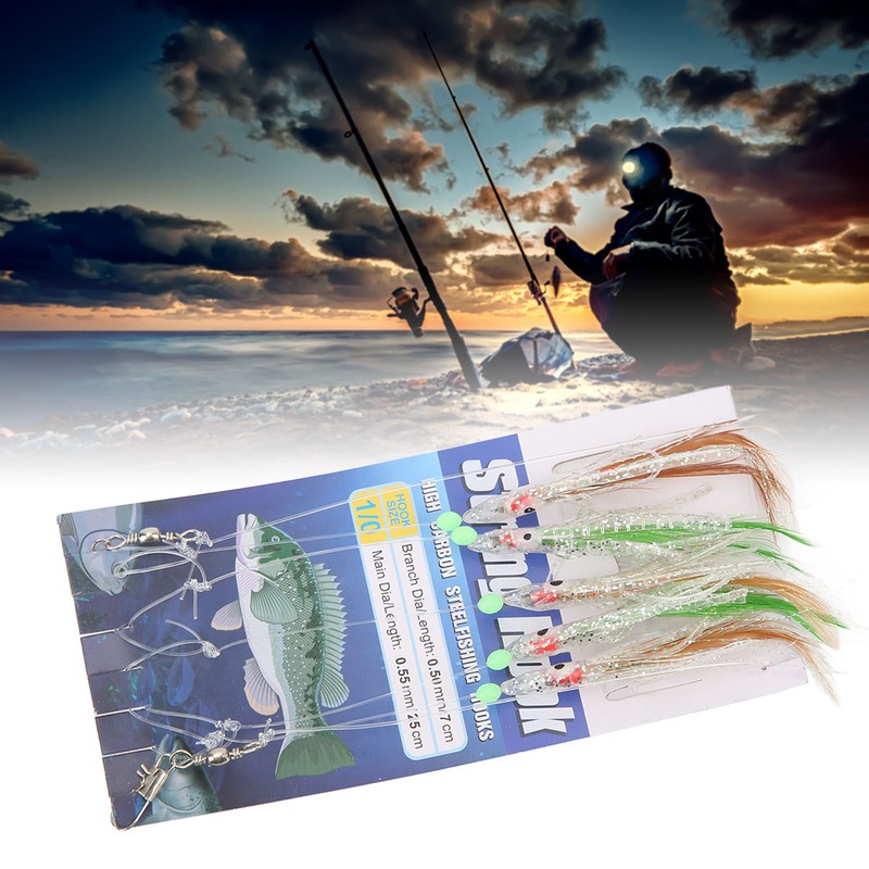 5 Set Octopus Simulation Fishing Rigs Luminous Fishing Lure Bait