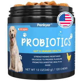 Probiotics for Dogs, Dog Probiotics for Yeast, Itchy Skin and Itchy Ears, Digestive Enzymes with Prebiotics for Digestive Health, Probiotic Chews for Dogs Support Immunity Health - (Chicken 120 Ct)
