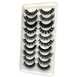 3d Plant Fibre Russian Strip Lashes, D Curl Lash Strips, Natural False Lashes Mink, Wispy Fake Lashes, D Curl Strip Lashes, Natural Wispies Mink Eyelashes, Faux Mink Eyelashes Natural Look(SDC-MIX)