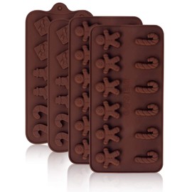 4PCS Christmas Chocolate Candy Silicone Molds - Baking Ice Trays Xmas Holiday Party Supplies