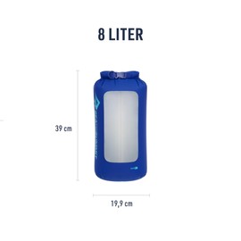 Sea to Summit - Lightweight Dry Bag View M 8L - Waterproof - Clear Window - Roll-Top - Recycled Fabric - Base Lash Point & D-Ring - For Backpacking & Kayaking - 19.9 x 16.5 x 39cm - Surf Blue - 65g