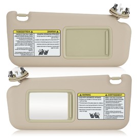 Left & Right Driver Passenger Side Sun Visor for Toyota RAV4 2006 2007 2008 2009 2010 2011 2012 2013, Replace for 74320-42501-B2, 74310-42452-B2, Beige Left & Right side Sun Visor with Light
