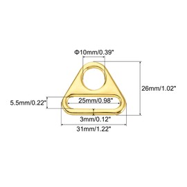 QUARKZMAN 10 Pieces 0.98 Inch Triangle Buckle Adjuster, Triangle D-Ring Connection Clip for Straps Purse Backpack Bag Accessories, K Gold, K Gold