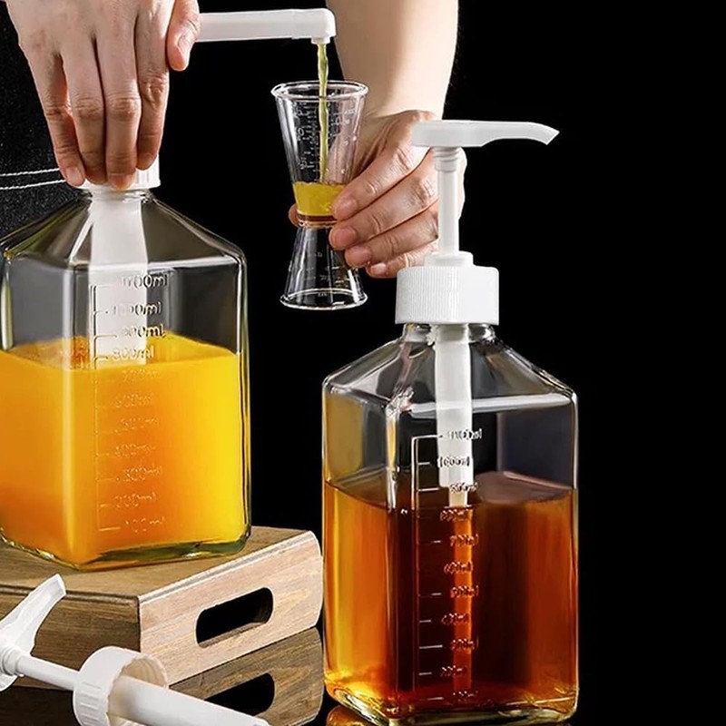 Pump Dispenser,2 Pcs Refillable Clear Plastic Press Pump Bottle 4CC