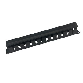 1U 19 Inch Cable Management Black Server Rack Wire Metal Rack Mount Cable Management with Cover and Mounting Screws for Network Cabinet