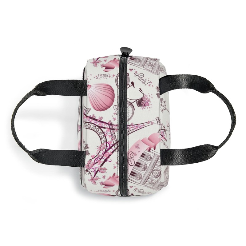 Lunch Bag Pink Eiffel Tower Print Large Capacity Lunch Box
