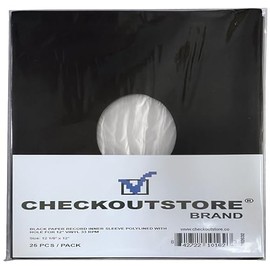 50 CheckOutStore Black Paper Record Polylined with Hole for 12" LP Vinyl 33 RPM (Inner Sleeves)