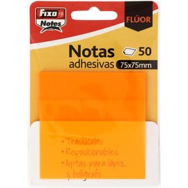 Fixo Notes | Transparent Sticky Notes | 50 Notes 75 x 75 mm | Plastic | Neon Yellow | Reusable and Waterproof | Perfect for School Books and Office Documents
