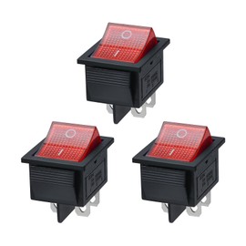 APIELE Dreistelliger Wippschalter mit Doppelpol-Doppelstellung (DPDT) 6 Anschlüsse 250V/16A in grüner und roter Variante Typ KCD2-202N RED