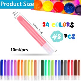 KUNHEHO 48 Pcs Suncatcher Paint Pens 24 Colors 10ML Each School Supplies for Painting Suncatchers, Stained Glass, Window Art Paint Refill, Arts and Crafts