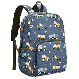 Chase Chic Kids Backpack, Preschool Toddler Rucksack for Boys Girls, Cute School Bag with Bottler Holder for 2-5 Years Old Construction Cars