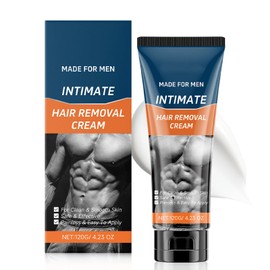 Men's Intimate Hair Removal Cream - Fast-Acting Depilatory Cream for Male Private Parts, Groin & Buttocks - Painless, Gentle Formula with Aloe Vera & Shea Butter - Made for Men, Sensitive Skin - 120g