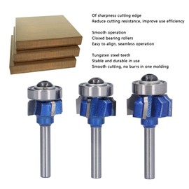Corner Round Drill Bit Set 6 mm Shank Round Over Woodworking Cutter 4 Flute for Table for Cabinet for Drawer