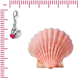 Quiges Silver-Plated Charm Pendant with Heart Motif and Lobster Clasp, for Bracelets, Silver Plated, 172