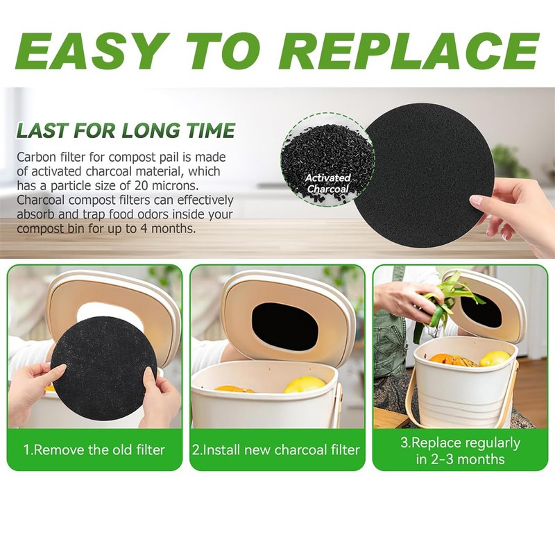 Charcoal Filters for Compost Bucket Activated Charcoal Filter for Countertop