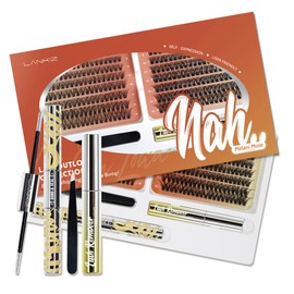 Lash Clusters Kit - LANKIZ DIY Lash Extension Kit, C Curl Wispy Natural False Lashes, Waterproof Bond & Seal Glue, Long-Lasting Individual Eyelash Clusters for Beginners & Professionals - MuseV+ C