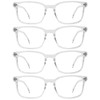 WEMOOTANTS 4 Packs Large Reading Glasses 4.0 for Women Square