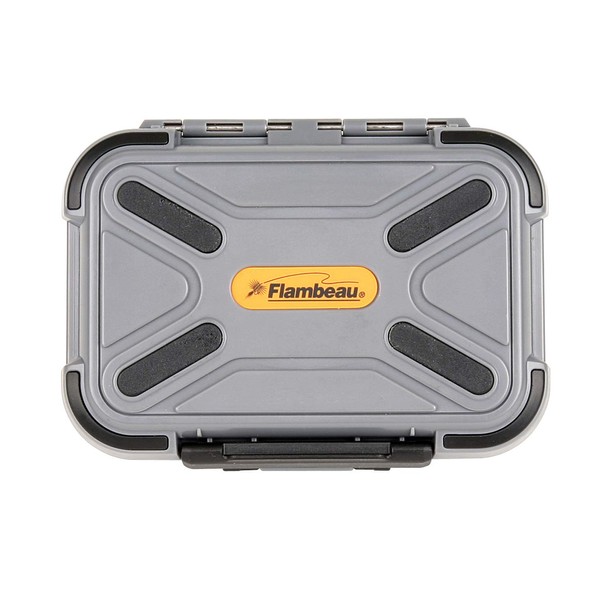 Flambeau Outdoors 2926CR Blue Ribbon Waterproof Fly Box, Medium 8 Compartment Fly Fishing Organizer with Foam, Gray/Black