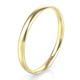 Sz 5.0 Solid 10K Yellow Gold 2MM Round Dome Wedding Band Ring