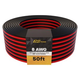 GS Power 100ft CCA 8 Gauge Wire Automotive, 50 ft Red & Black Bonded, 10 AWG 12v, Speaker Electrical Wire Low Voltage Primary for Car Stereo Audio Amplifier Trailer Harness Hookup Wiring DIY