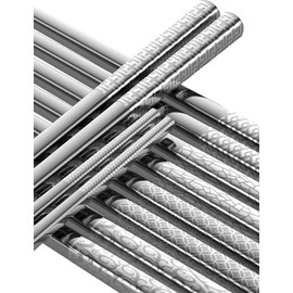 Metal Chopsticks Reusable 18/8 stainless steel Chopsticks 5 Pairs Modern Style Dishwasher Safe Lightweight Non-Slip Chop Sticks 9 1/4 Inches Present Set