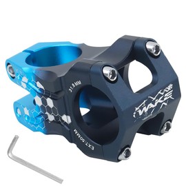 CYSKY Bicycle Stem 31.8 50 mm MTB Stem Short Handlebar Stem Riser for Road Bike, Mountain Bike, BMX, Downhill Bicycle (Black & Blue Splicing)