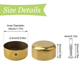 UFURMATE Handrail End Cap, 4PCS 45mm Inner Diameter 201 Stainless Steel Round Handrail End Caps Staircase Steps Hand Rail End Cover Handrail Fittings (Gold)